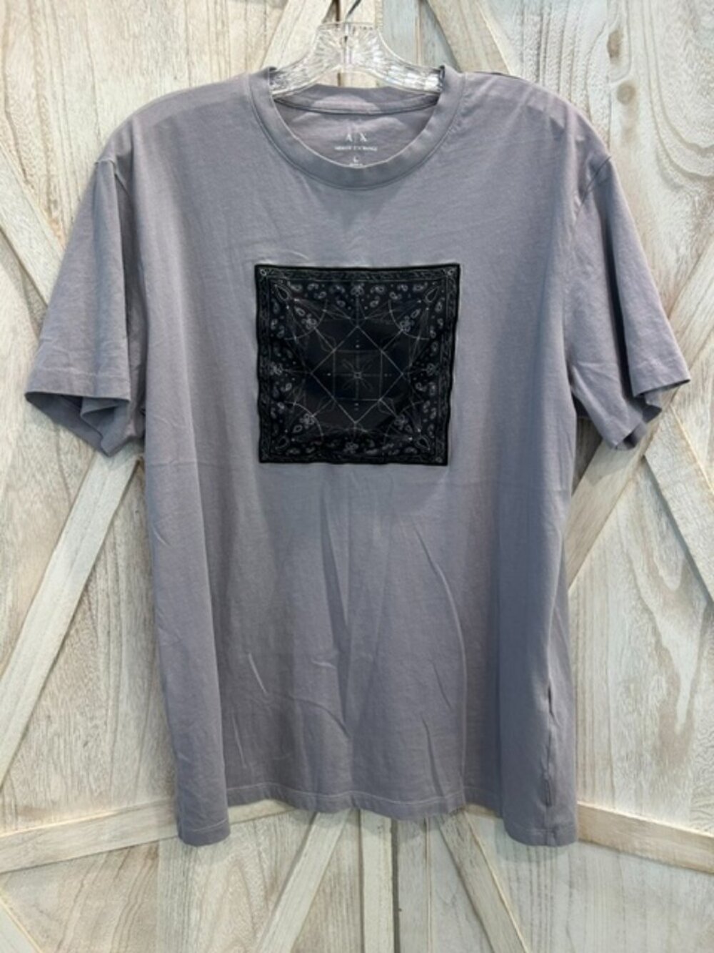 Armani Exchange A|X Gray Bandana Patch Graphic Men's Large Designer Streetwear